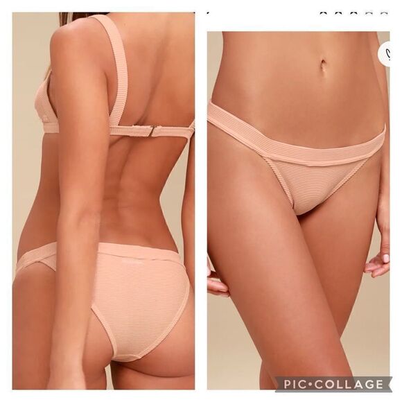 Billabong Tanlines tropics ribbed blush pink bikini bottom large - Picture 1 of 5